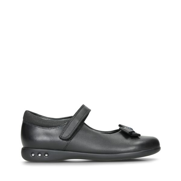 Clarks Girls Prime Skip School Shoes Black | USA-726951